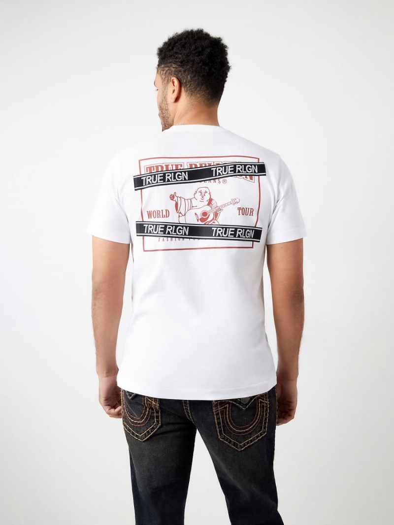 Camiseta True Religion Buddha Logo Rlgn Tape Blancas | 53QKVUJNA