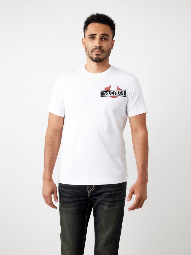 Camiseta True Religion Buddha Logo Rlgn Tape Blancas | 53QKVUJNA