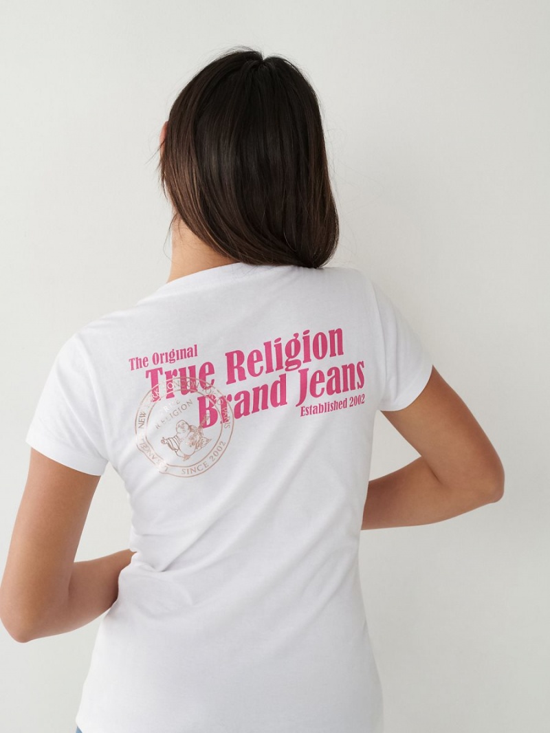 Camiseta True Religion Buddha Logo V Blancas | 47SNPTVWC