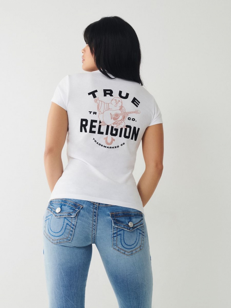 Camiseta True Religion Buddha Logo V Blancas | 73FTKEOPD