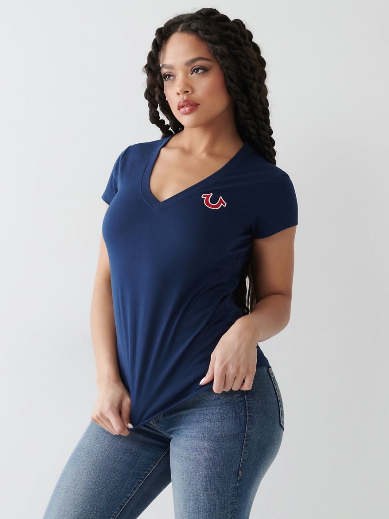 Camiseta True Religion Buddha Logo V Navy/Sapphire | 01FXJKMLO