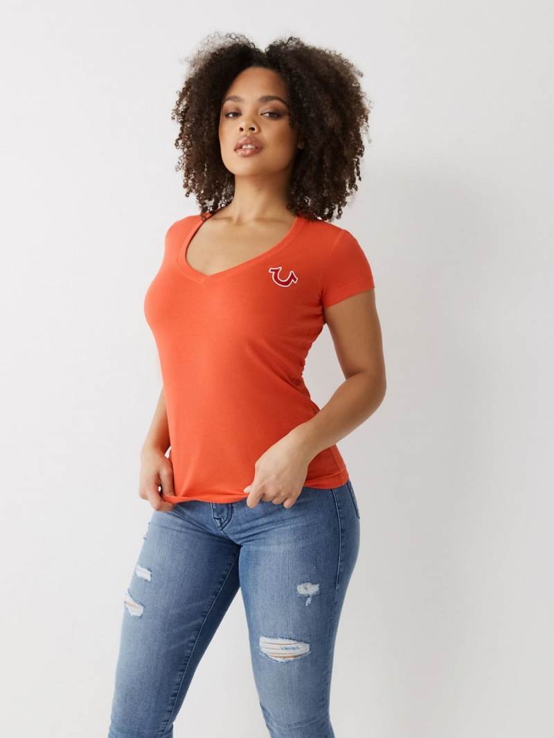 Camiseta True Religion Buddha Logo V Poppy | 45UIPCXHT