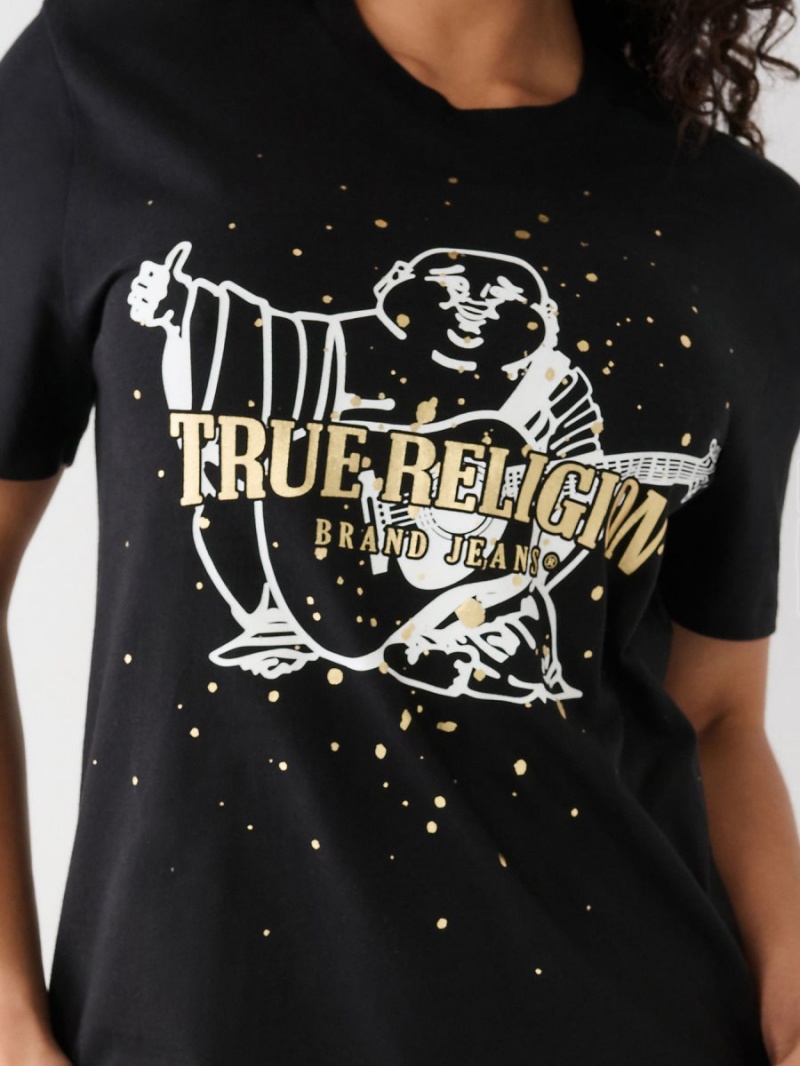 Camiseta True Religion Buddha Splatter Relaxed Negras | 87SCGPZRA