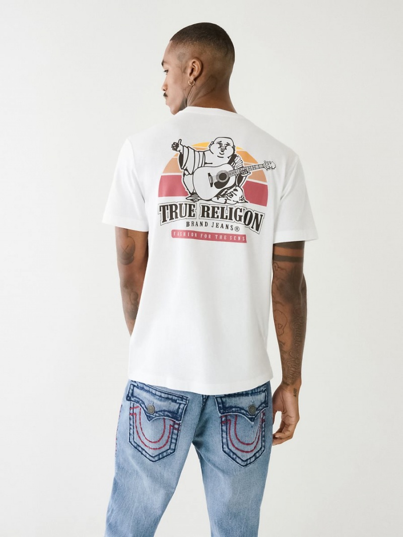 Camiseta True Religion Buddha Sunrise Logo Blancas | 73IYTZEKD