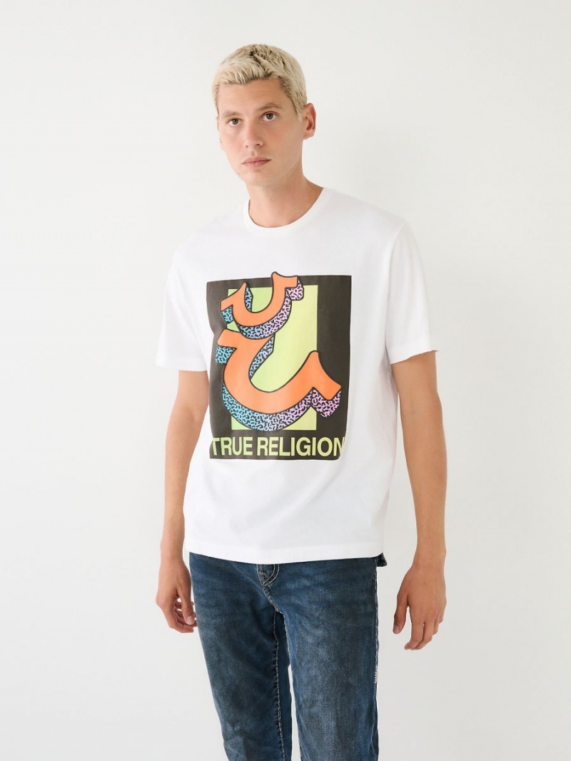 Camiseta True Religion Channel Estampadas Relaxed Blancas | 57LERNMJO