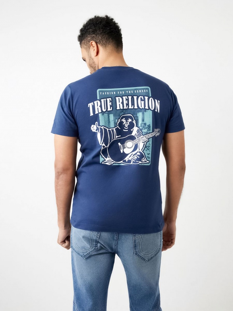 Camiseta True Religion City Buddha Logo Crew Navy/Sapphire | 02PCLEAZI