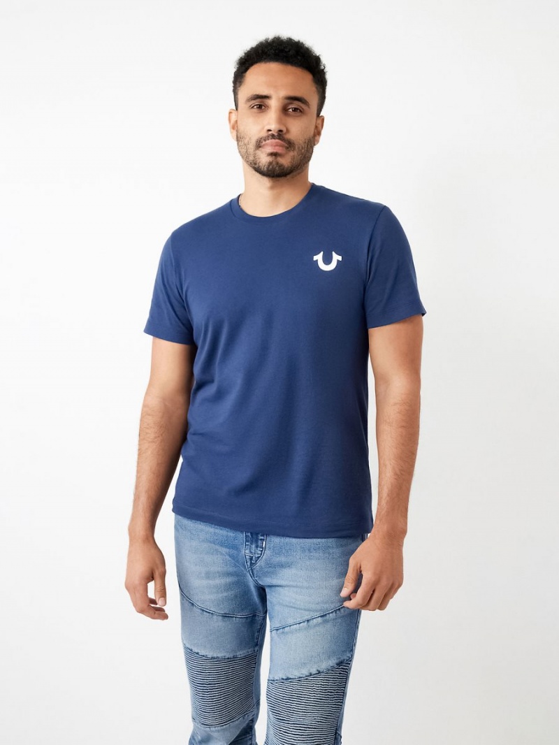 Camiseta True Religion City Buddha Logo Crew Navy/Sapphire | 02PCLEAZI