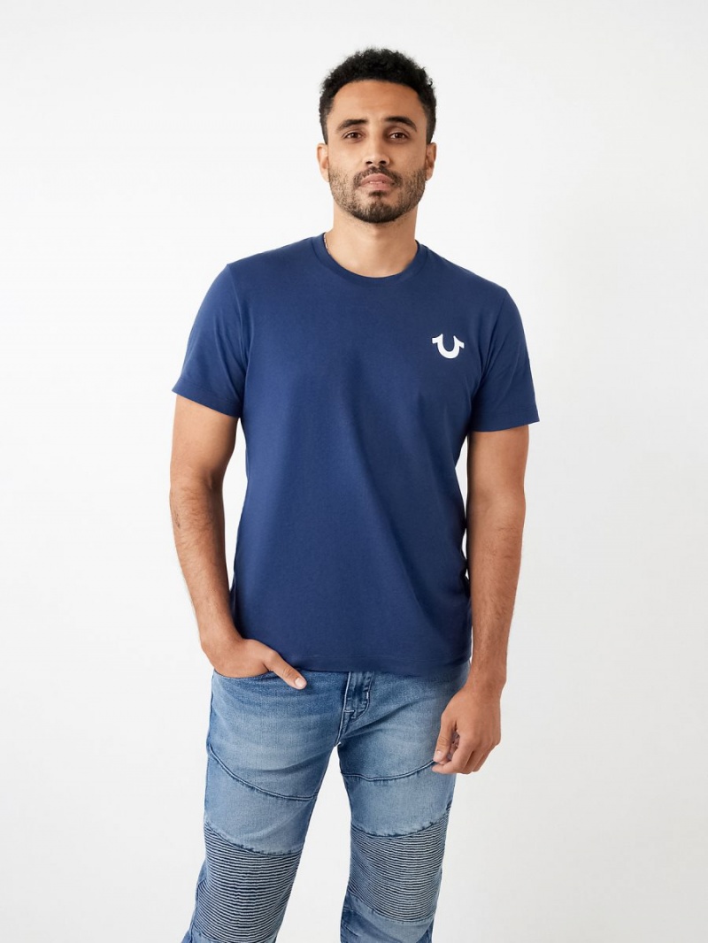 Camiseta True Religion City Buddha Logo Crew Navy/Sapphire | 02PCLEAZI