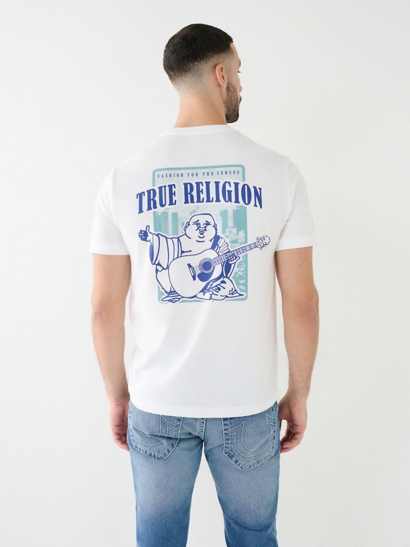 Camiseta True Religion City Buddha Logo Crew Blancas | 02NBGQAFU