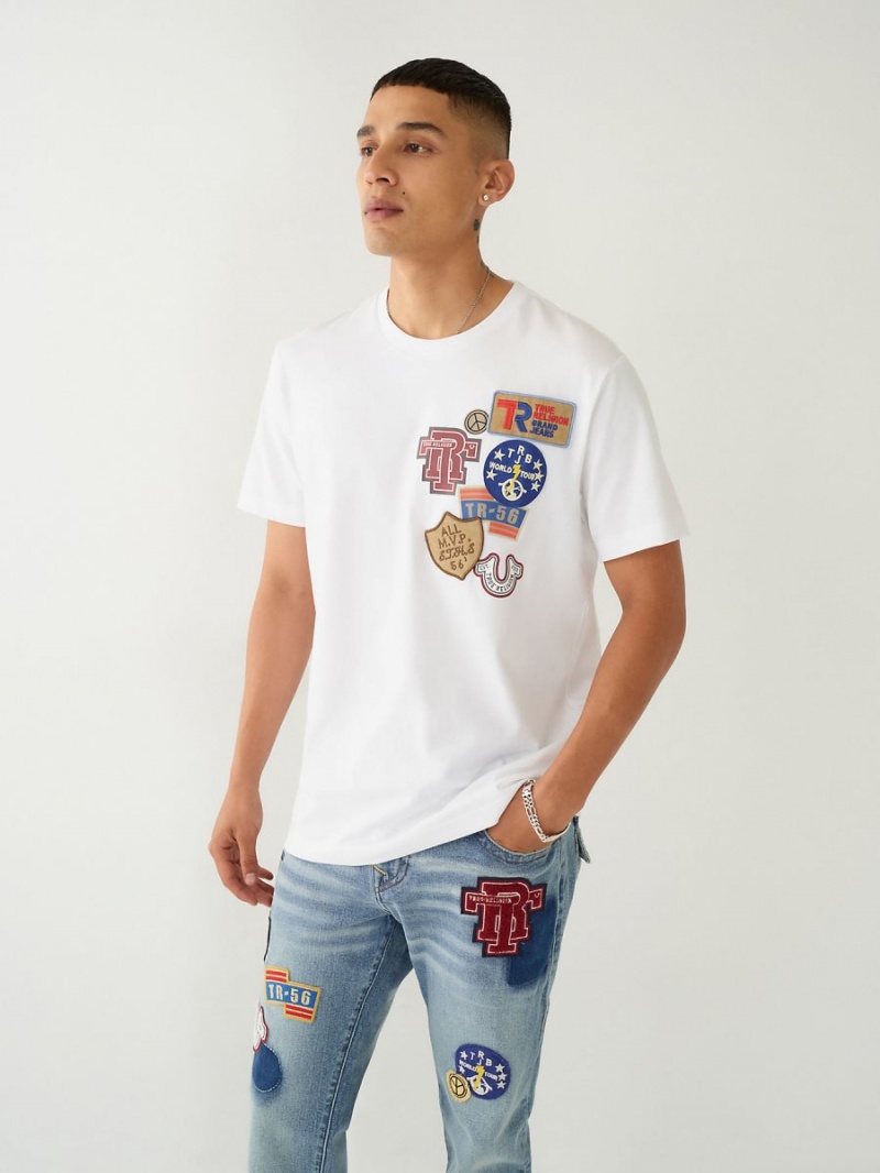 Camiseta True Religion Collegiate Patch Blancas | 80LNSDOYC