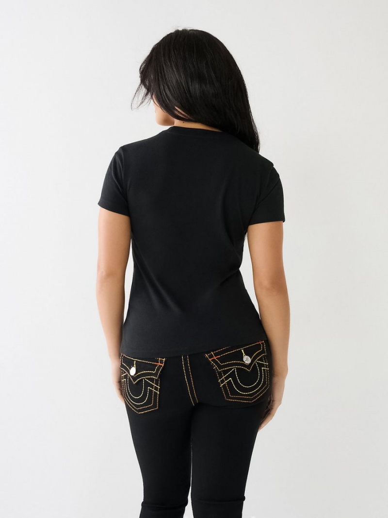 Camiseta True Religion Crystal Box Horseshoe Logo Negras | 29JILBTHW