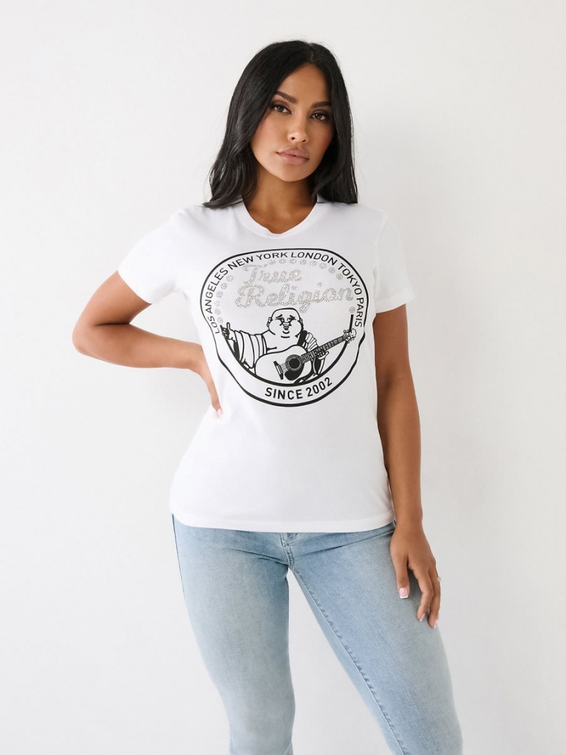 Camiseta True Religion Crystal Buddha Blancas | 57UZMIBFQ