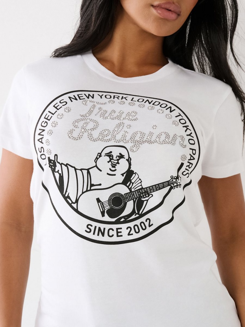 Camiseta True Religion Crystal Buddha Blancas | 57UZMIBFQ