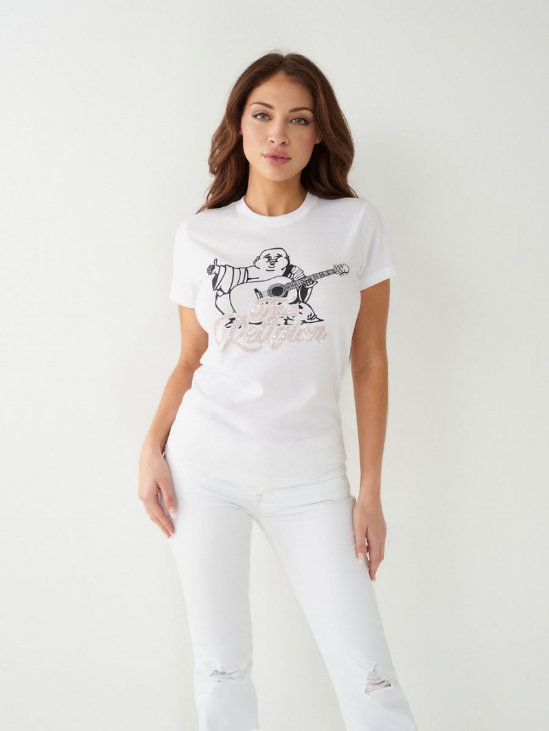 Camiseta True Religion Crystal Buddha Blancas | 95UVJRYIC