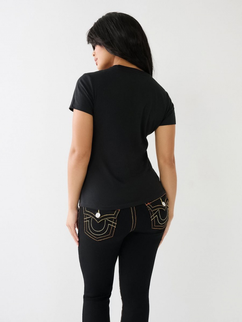 Camiseta True Religion Crystal Buddha Logo Slim Negras | 26ZTOUNXY