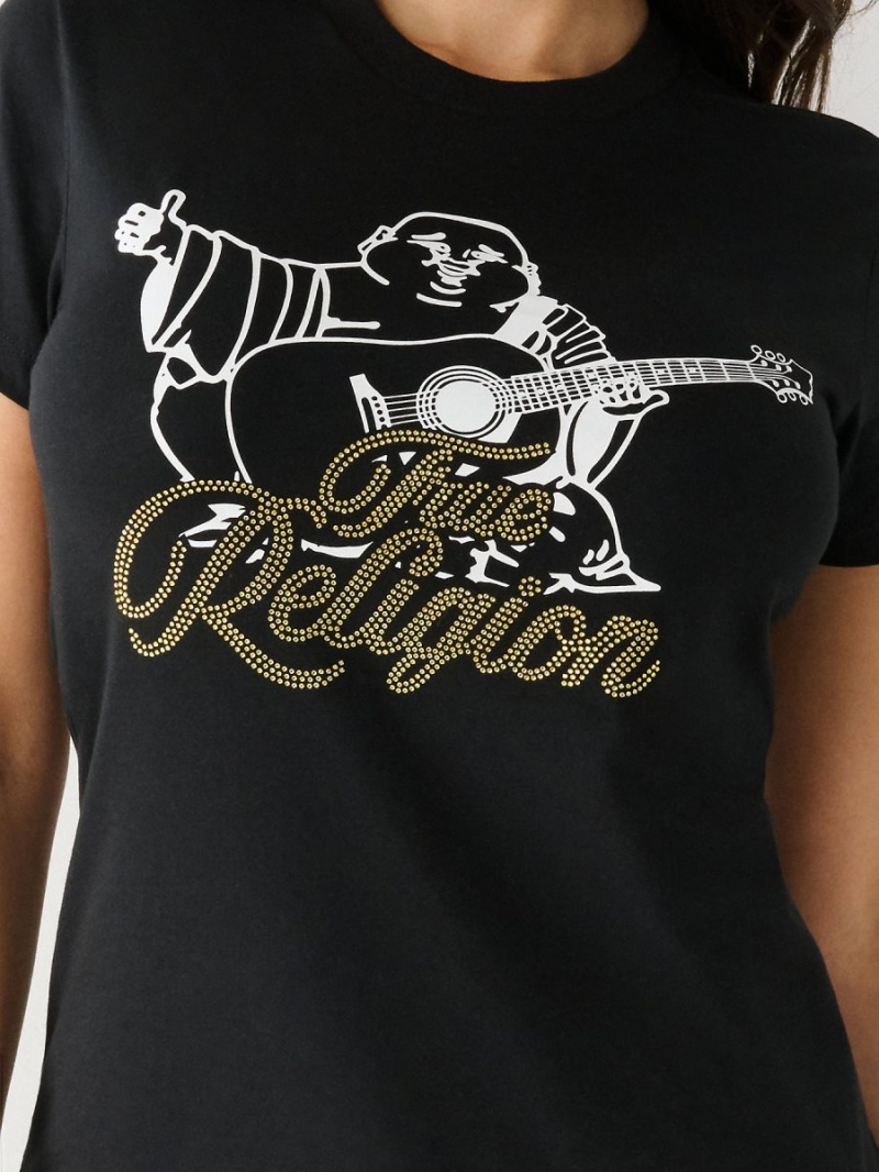 Camiseta True Religion Crystal Buddha Negras | 63BPKFXZA