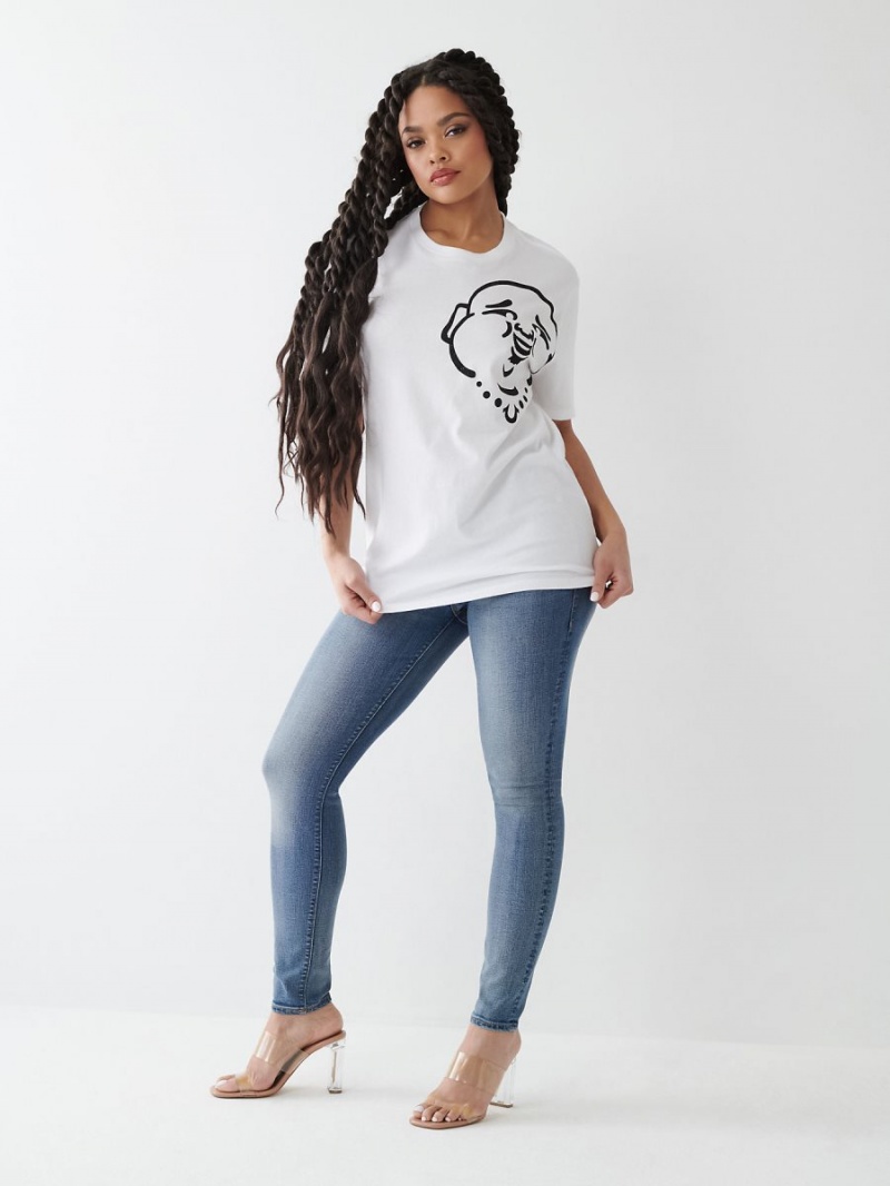 Camiseta True Religion Crystal Buddha Relaxed Blancas | 37WTNAXIO