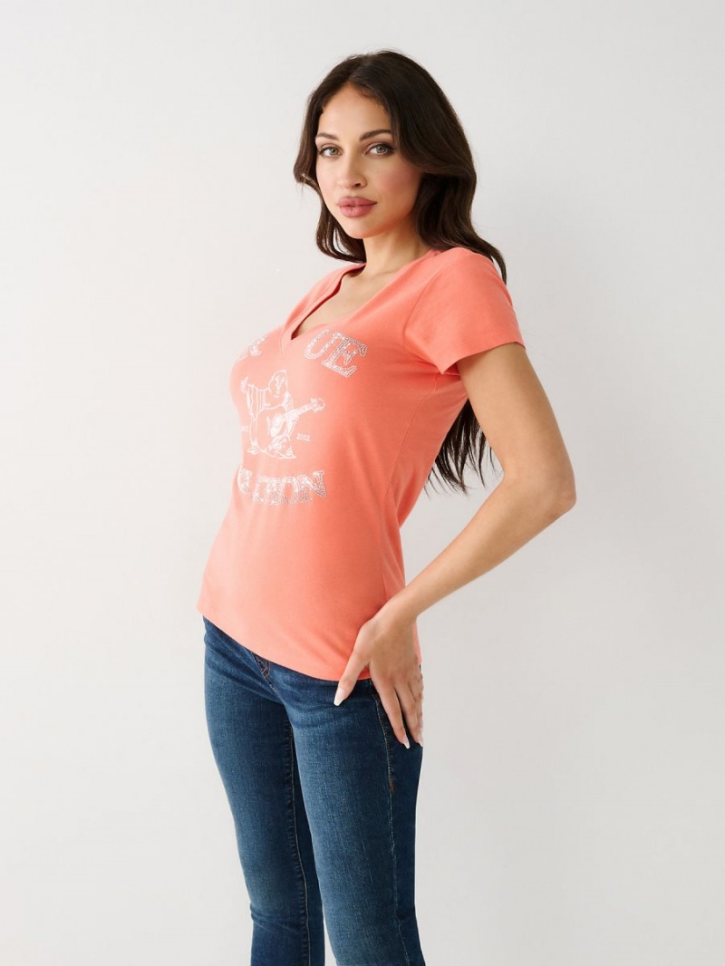 Camiseta True Religion Crystal Buddha V Persimmon | 15HKLOAWU