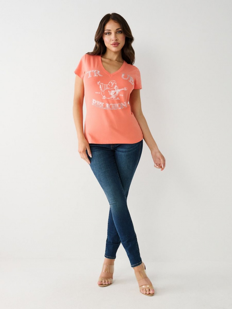 Camiseta True Religion Crystal Buddha V Persimmon | 15HKLOAWU