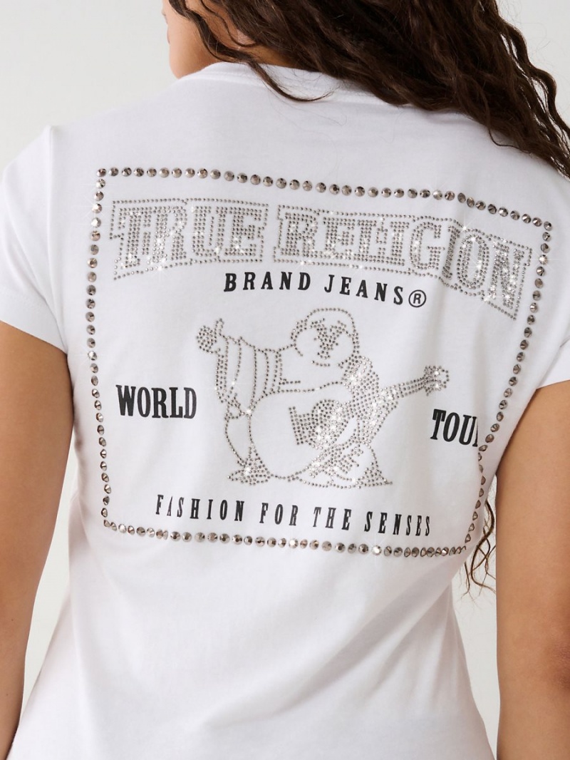 Camiseta True Religion Crystal Buddha V Blancas | 94SDTNYJW