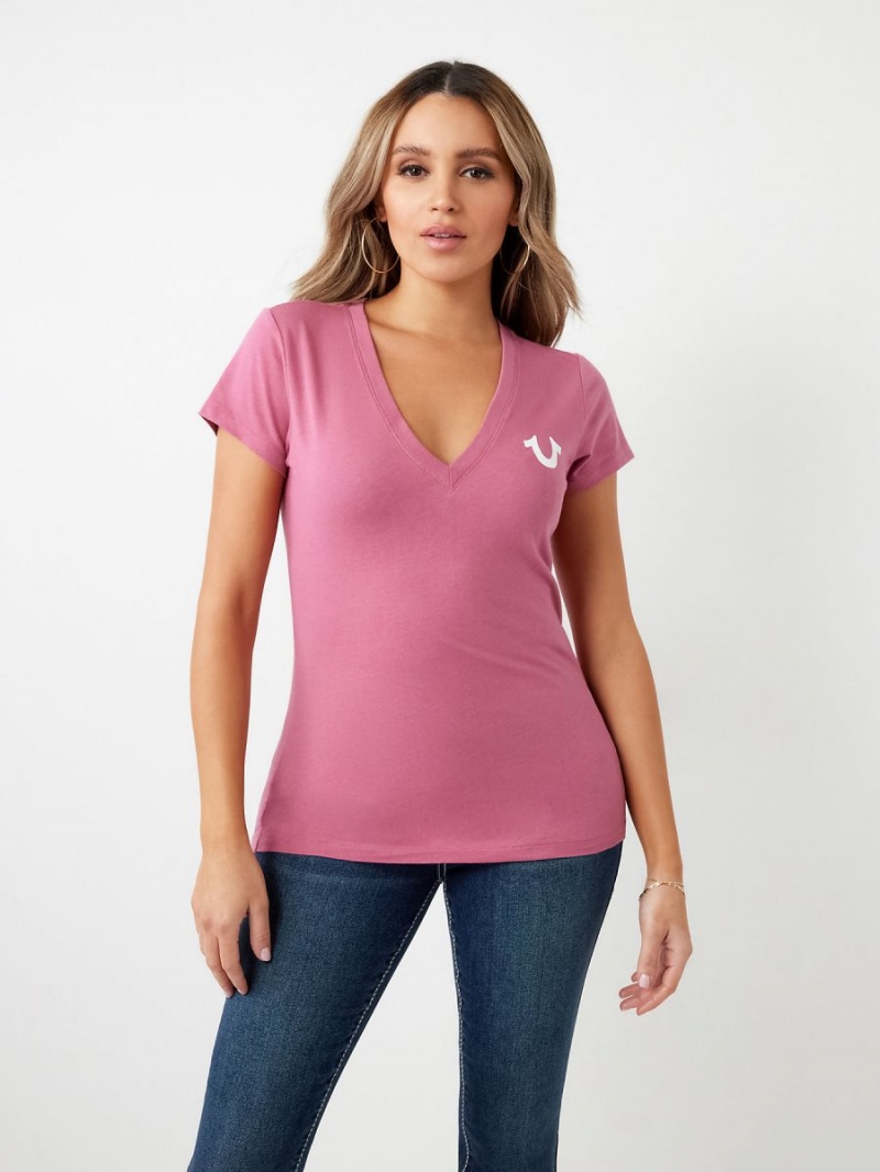 Camiseta True Religion Crystal Horseshoe Logo V Neck Niñoenberry | 42CXWKBSE