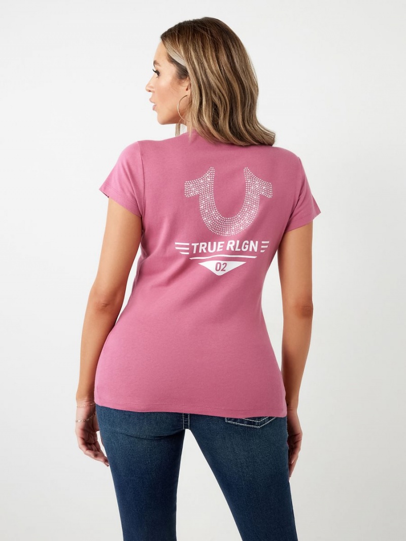 Camiseta True Religion Crystal Horseshoe Logo V Neck Niñoenberry | 42CXWKBSE