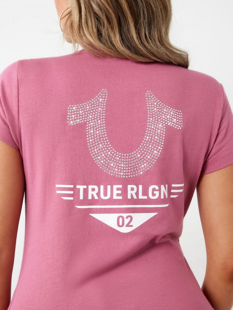 Camiseta True Religion Crystal Horseshoe Logo V Neck Niñoenberry | 42CXWKBSE