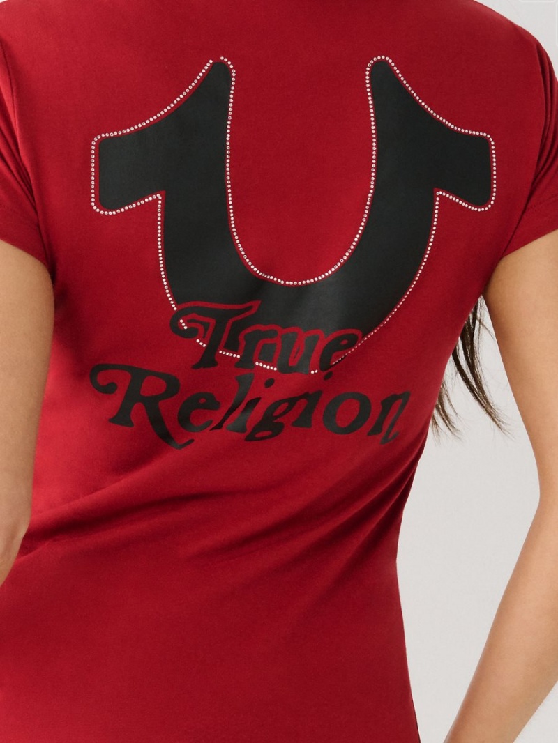 Camiseta True Religion Crystal Horseshoe V Rojas | 24XAJSBUQ