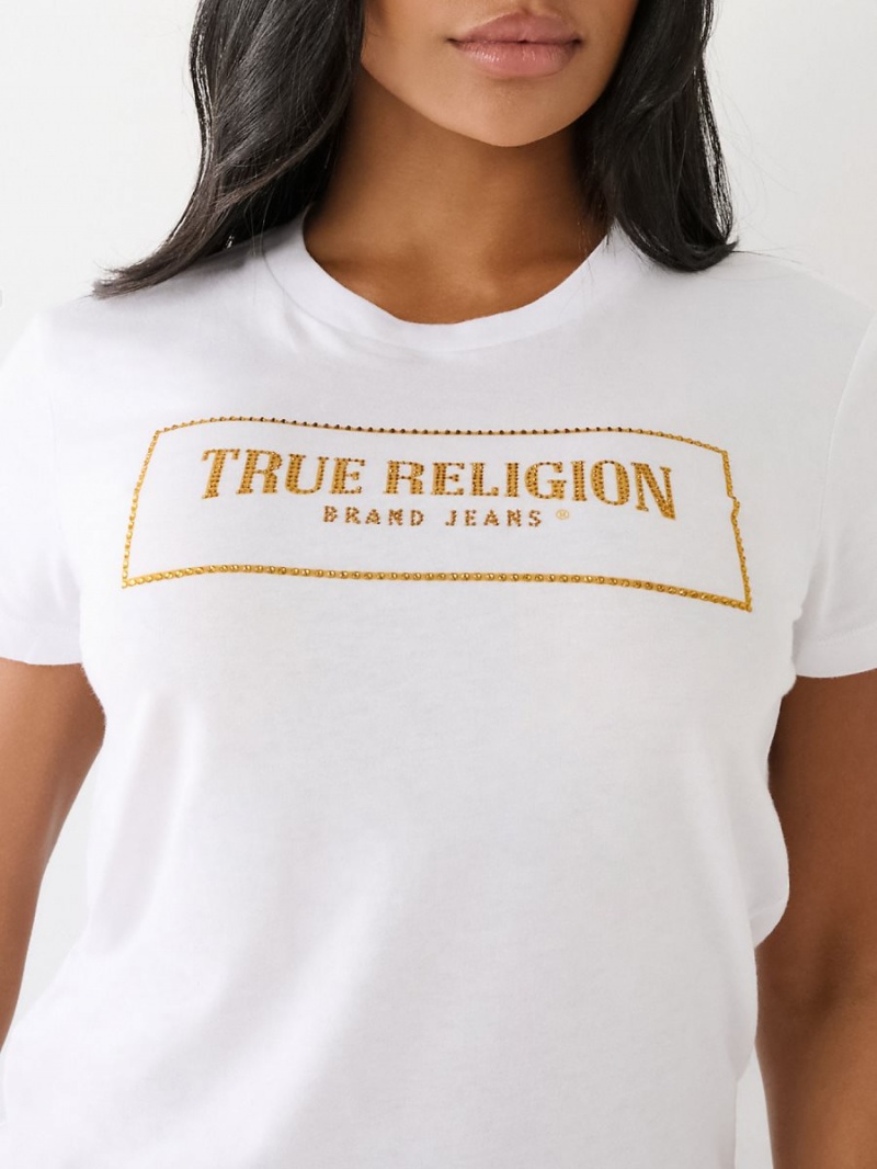 Camiseta True Religion Crystal Logo Blancas | 41VYHAIZB