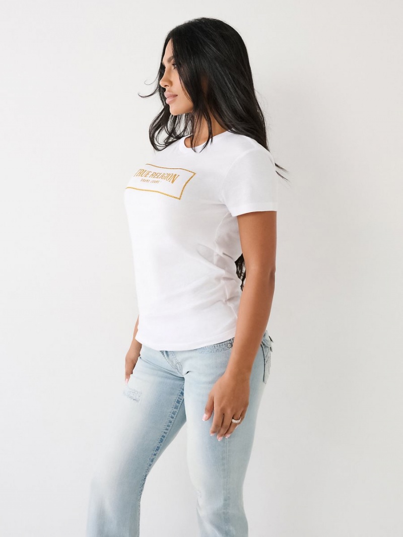 Camiseta True Religion Crystal Logo Blancas | 41VYHAIZB