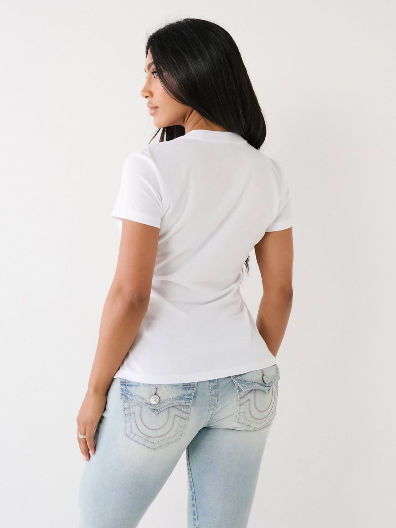 Camiseta True Religion Crystal Logo Blancas | 41VYHAIZB