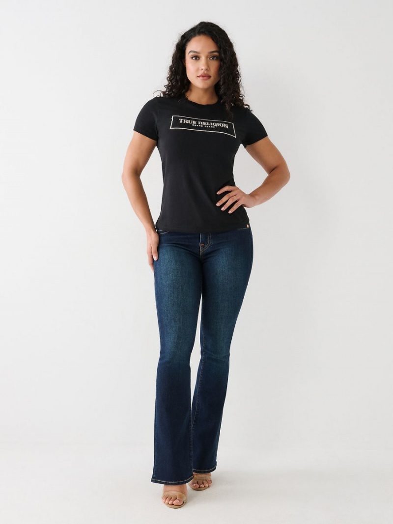 Camiseta True Religion Crystal Logo Negras | 89PRMNXBJ