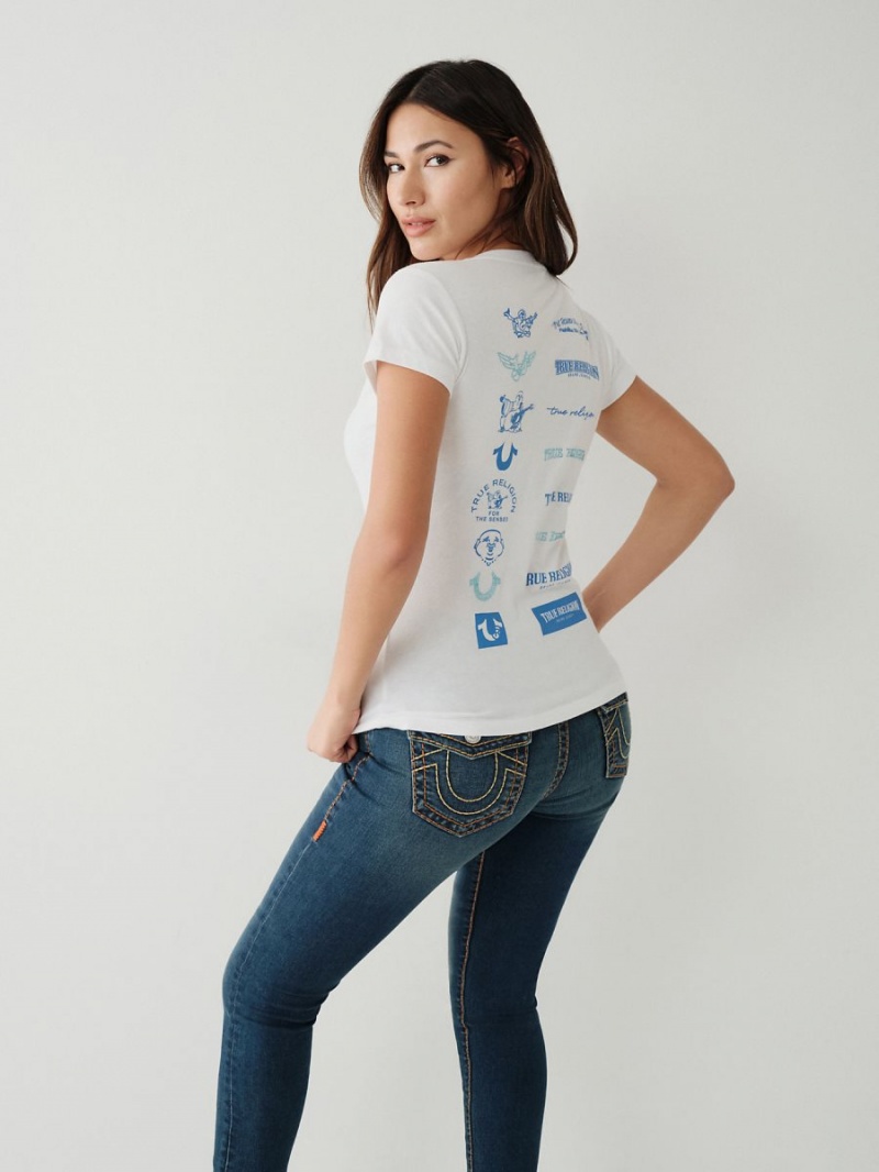 Camiseta True Religion Crystal Logo V Blancas | 72DNPHIAB