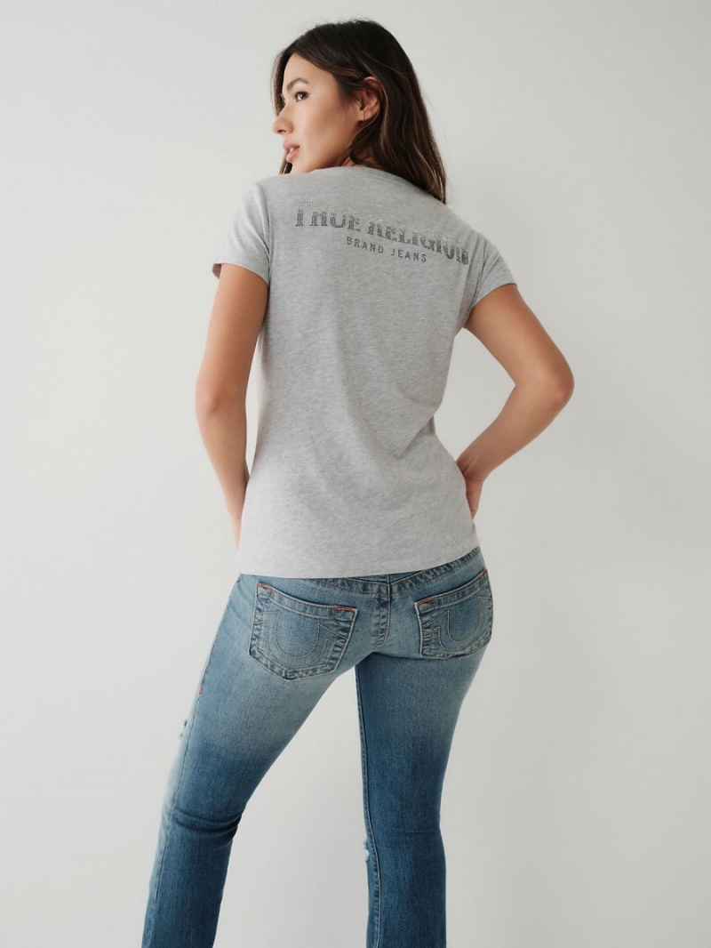 Camiseta True Religion Crystal Logo V Gris | 24BIPRWHN