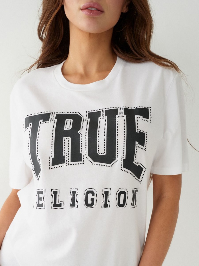 Camiseta True Religion Crystal Relaxed Blancas | 17MTXLQYS