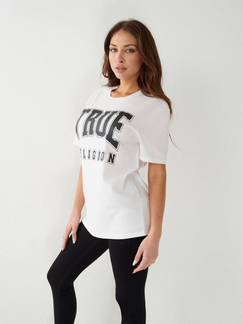 Camiseta True Religion Crystal Relaxed Blancas | 17MTXLQYS