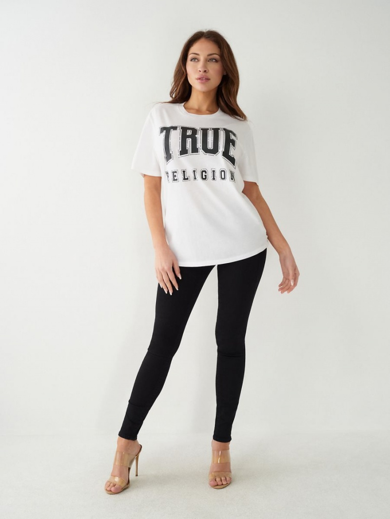 Camiseta True Religion Crystal Relaxed Blancas | 17MTXLQYS