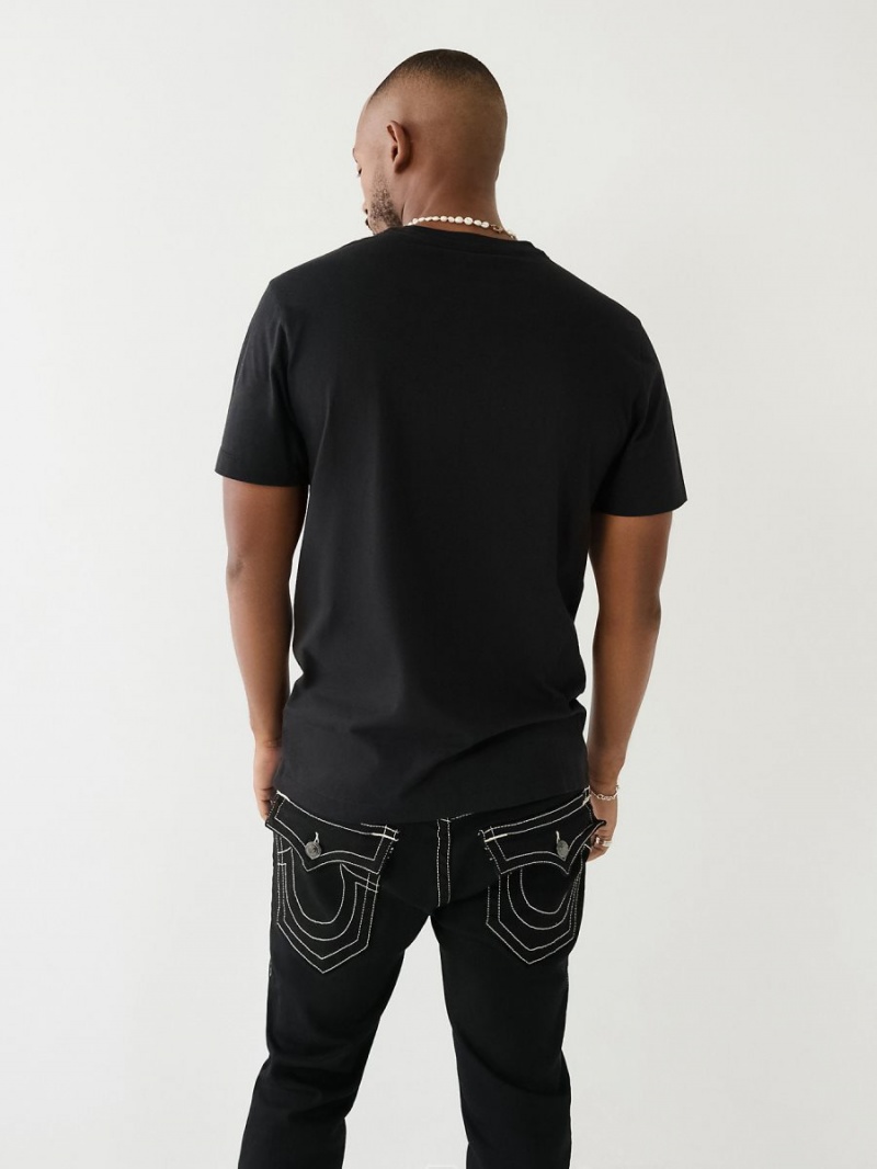 Camiseta True Religion Embossed Arch Logo Negras | 03DKPMGWO