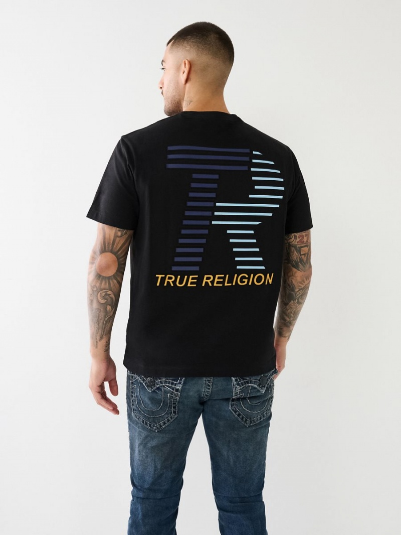 Camiseta True Religion Embossed Logo Negras | 01KREGXON