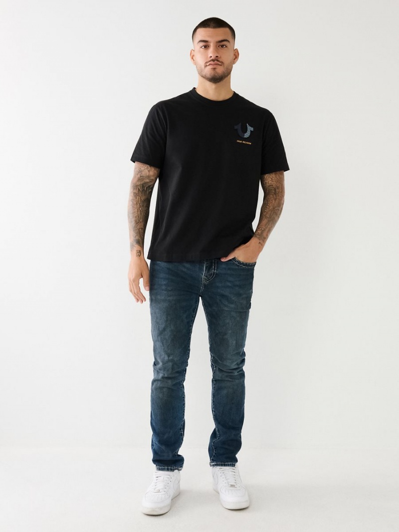 Camiseta True Religion Embossed Logo Negras | 01KREGXON