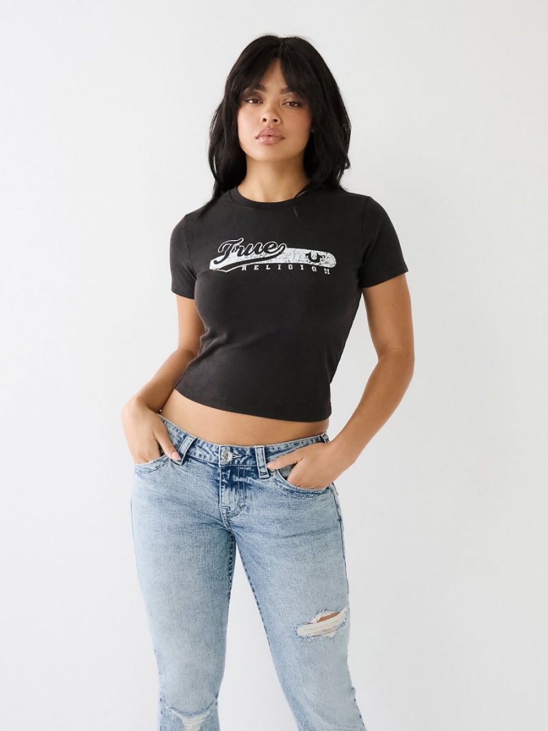 Camiseta True Religion Faded Logo Baby Negras | 54CQBLEDZ