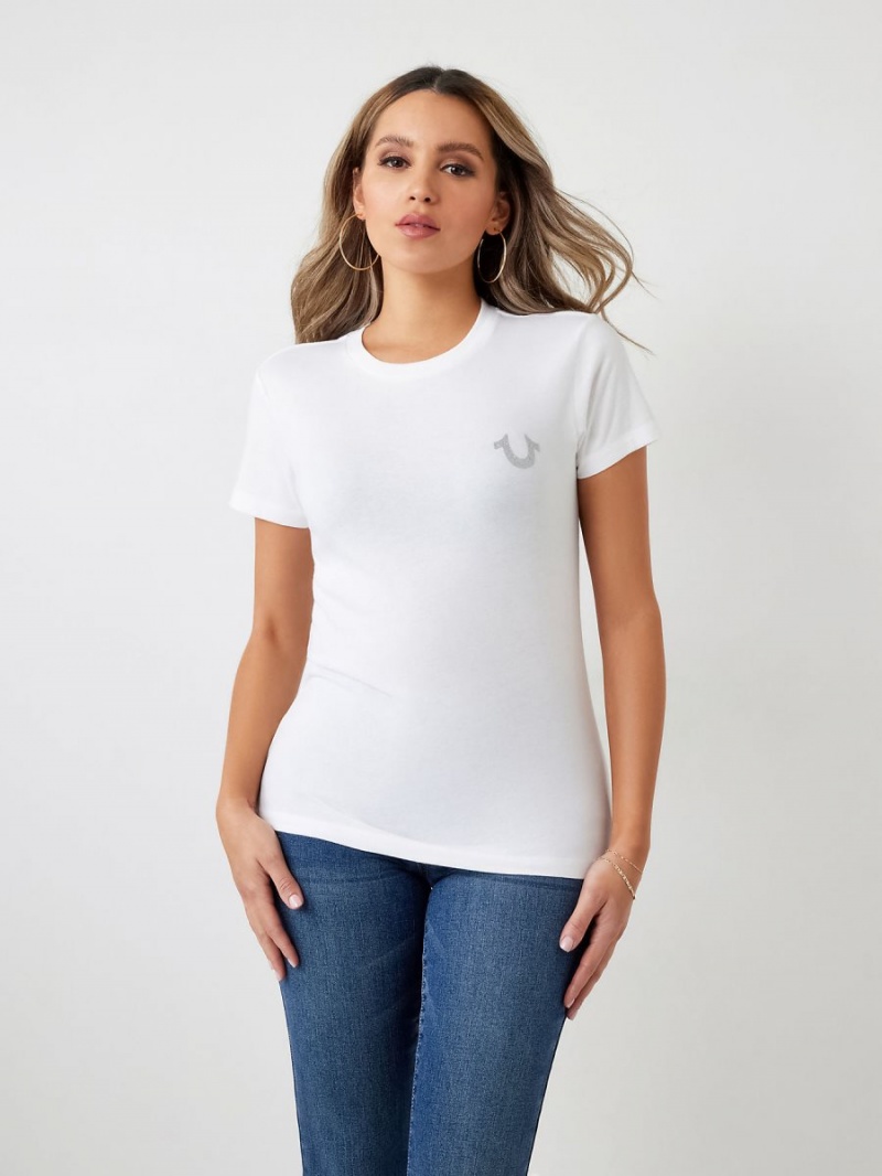 Camiseta True Religion Glitter World Anchos Logo Blancas | 94DUKNEXO