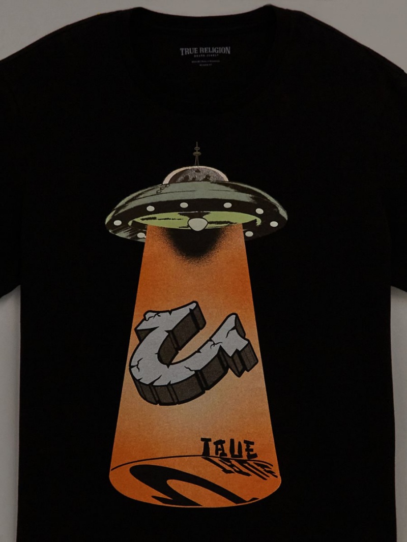 Camiseta True Religion Glow Ufo Hs Logo Negras | 53RPCASUQ