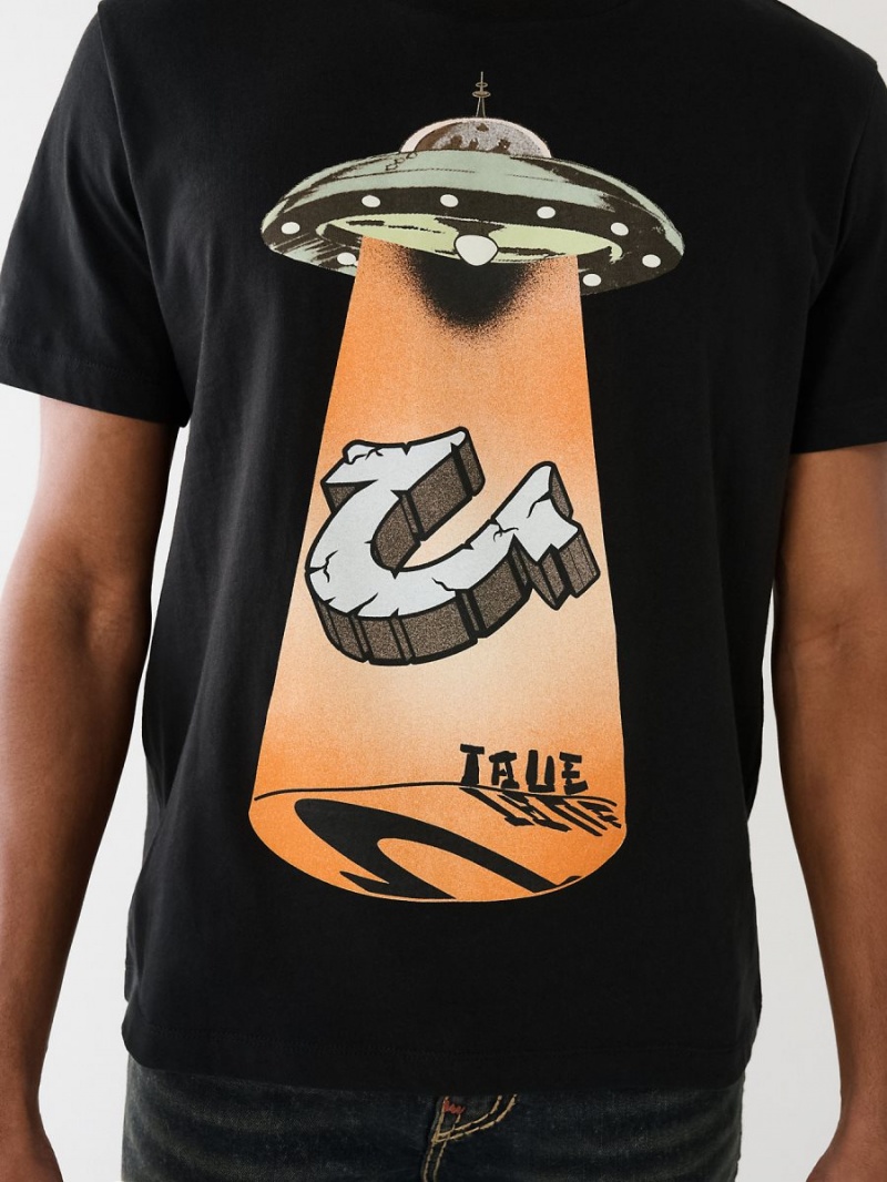 Camiseta True Religion Glow Ufo Hs Logo Negras | 53RPCASUQ