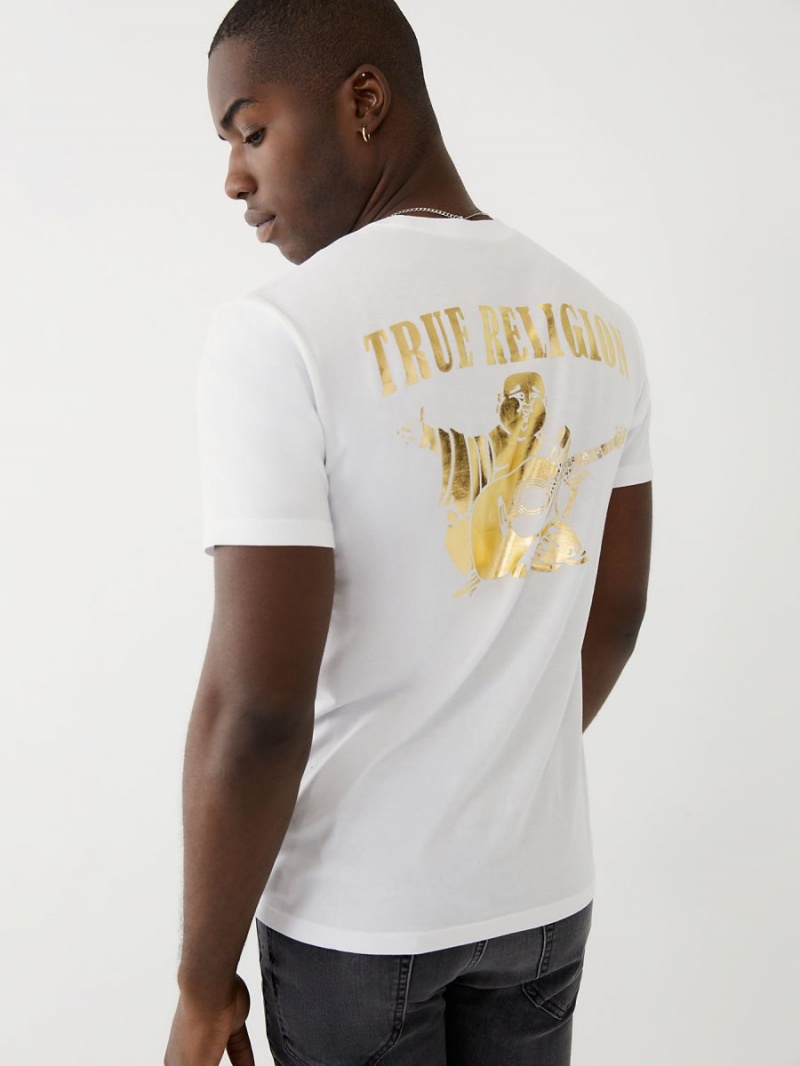 Camiseta True Religion Gold Buddha Logo Blancas | 72SQVXPNE