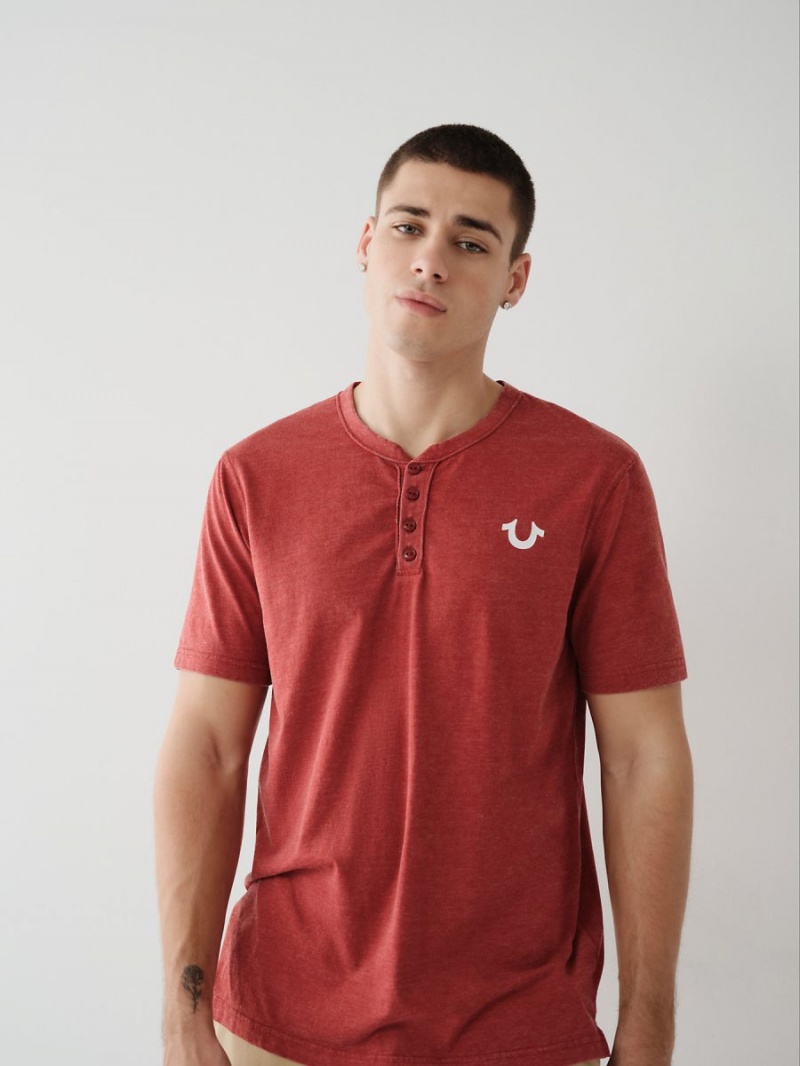 Camiseta True Religion Henley Rojas | 98DPHXASC