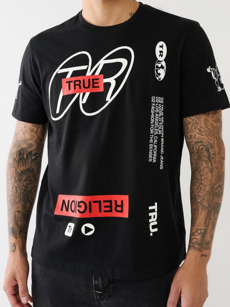 Camiseta True Religion High Density Logo Negras | 25GNMSCYB