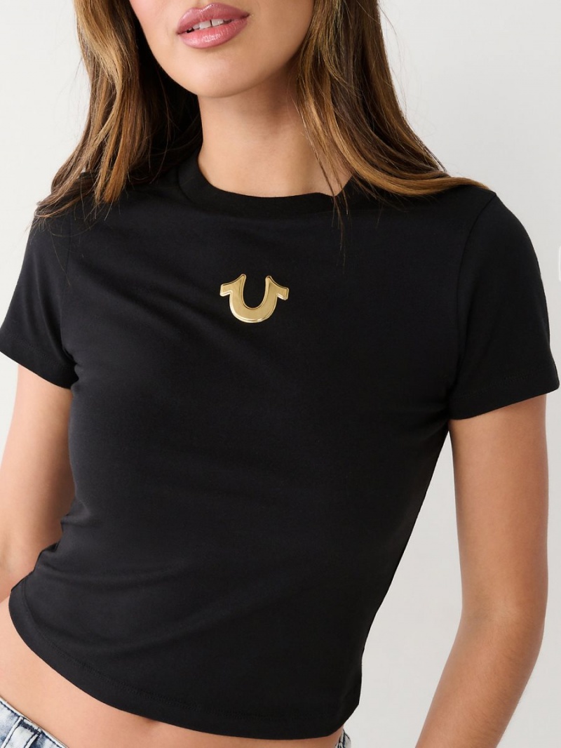 Camiseta True Religion Horseshoe Baby Negras | 86DJOZASU