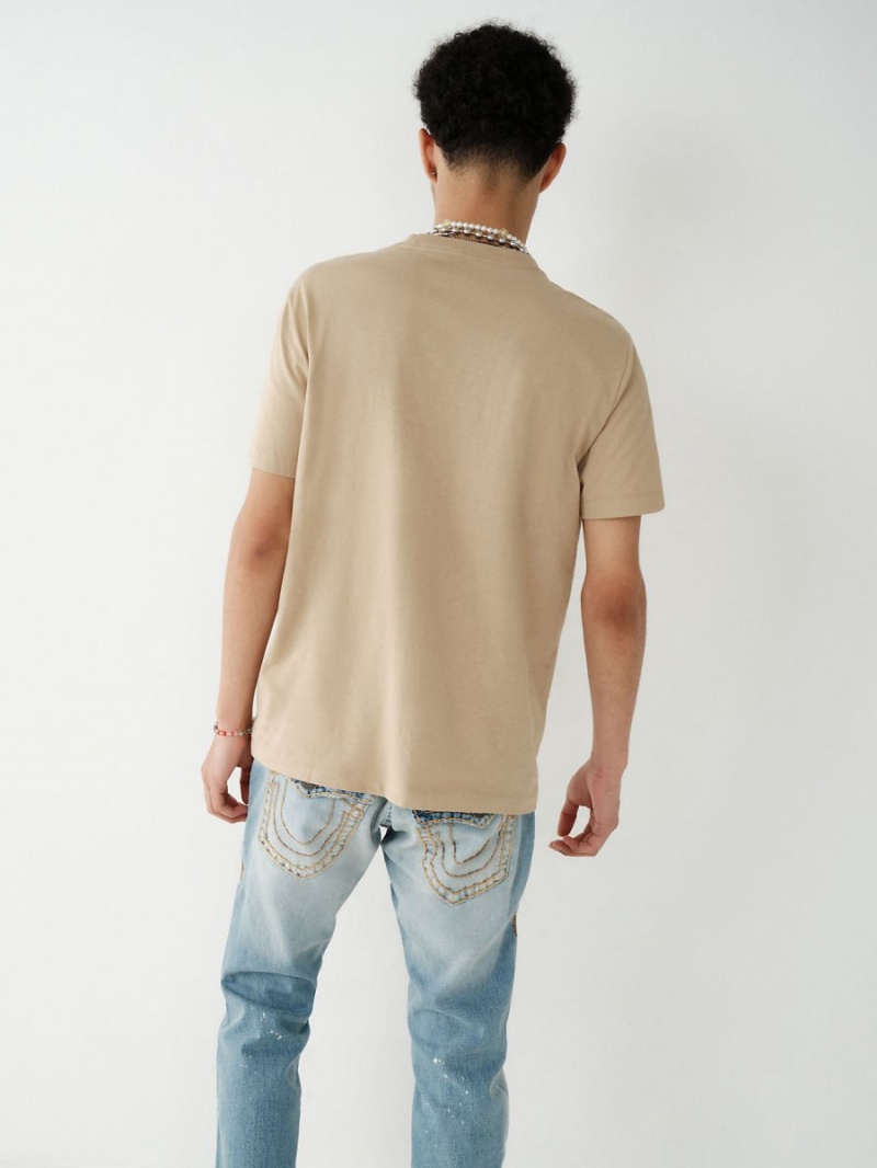 Camiseta True Religion Horseshoe Logo Beige | 21KTICPSO