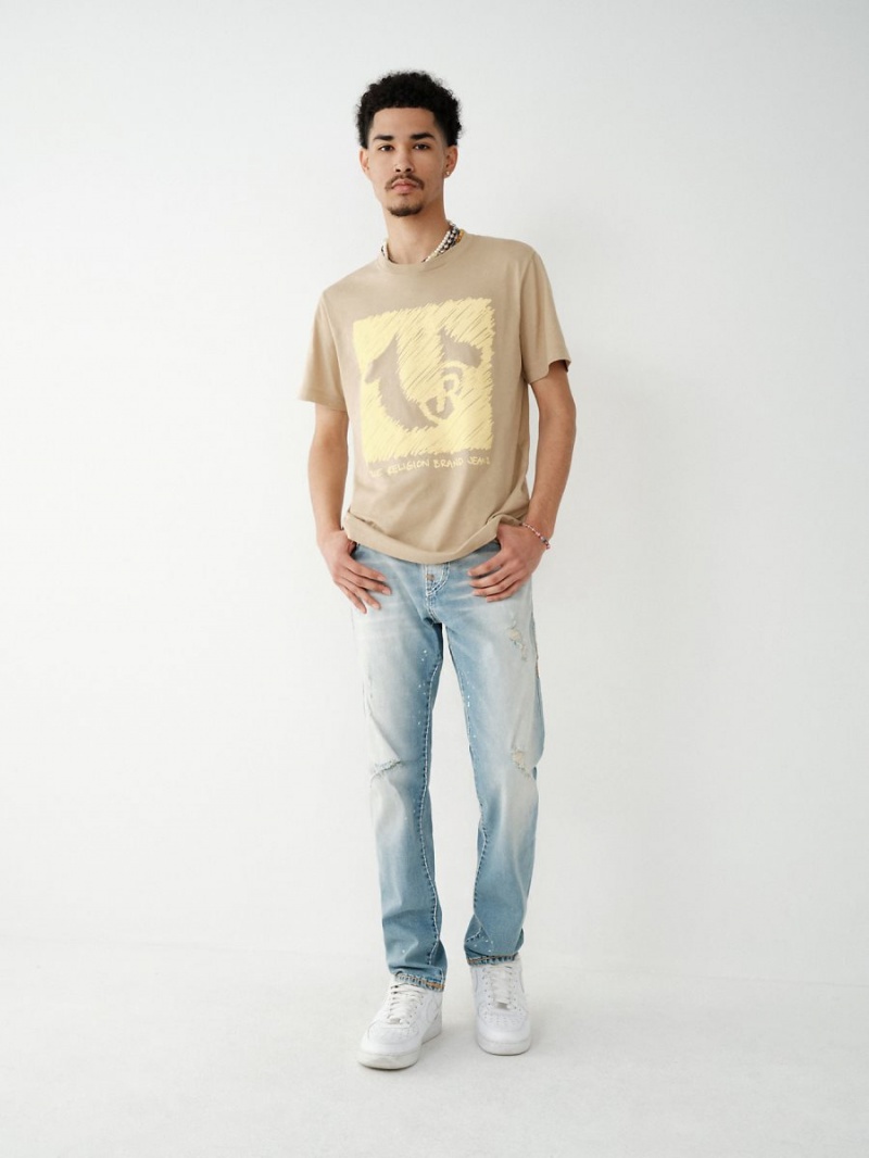 Camiseta True Religion Horseshoe Logo Beige | 21KTICPSO